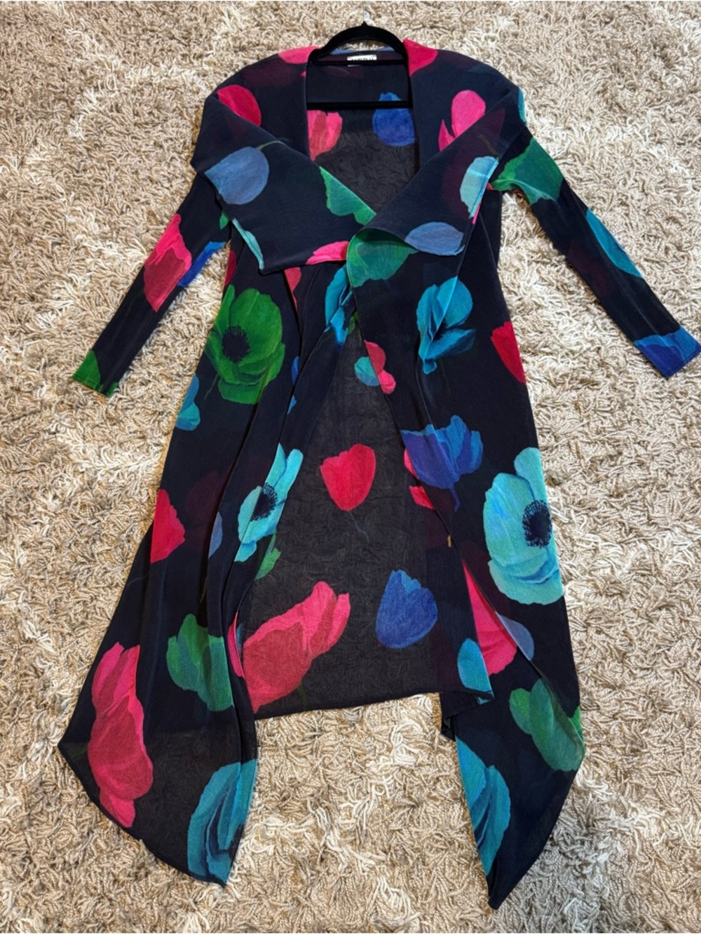 NWOT Alquema Collare Coat Pleated Jacket in Black Valley Print One Size - Picture 6 of 15